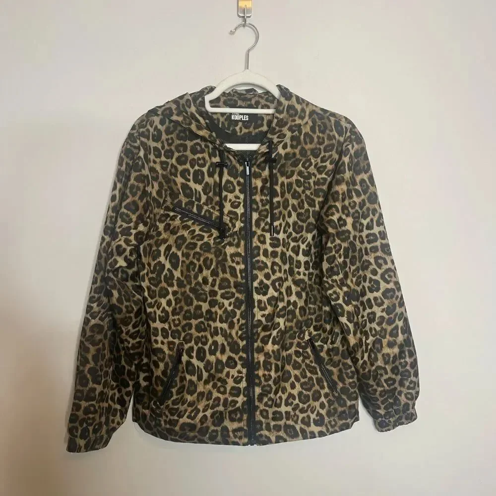 $365 The Kooples Animal Printed Hooded Windbreaker Jacket NWT